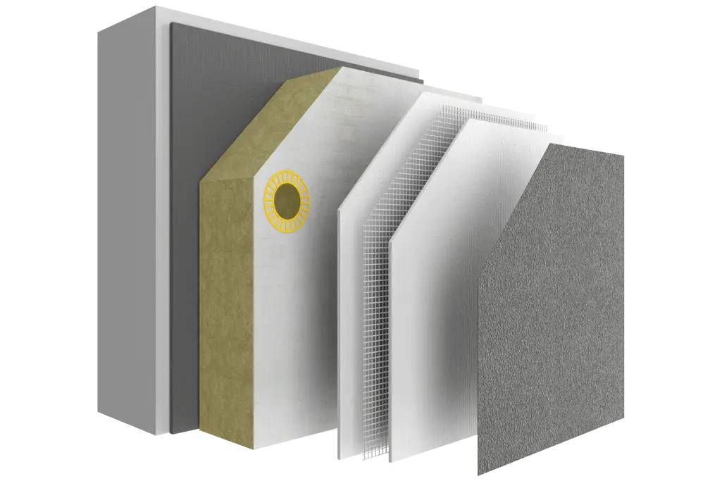 Prikaz slojeva sistema StoTherm Classic sa kamenom vunom.